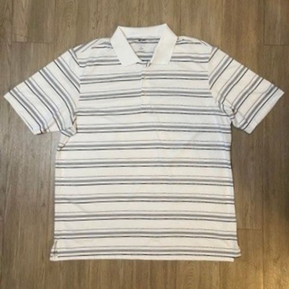 Adidas Puremotion Golf Polo Shirt Men's XL White Black Striped Short Sleeve